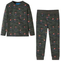 Greatstore Otroška pižama z dolgimi rokavi kaki 128