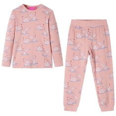 Greatstore Otroška pižama z dolgimi rokavi svetlo roza 128