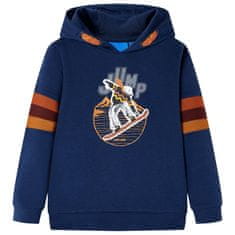 Greatstore Otroški pulover s kapuco mornarsko moder 116