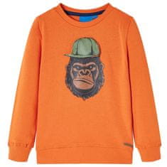 Greatstore Otroški pulover temno oranžen 128