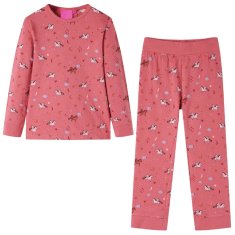 shumee Otroška pižama z dolgimi rokavi starinsko roza 140