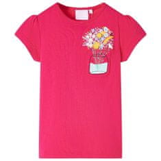 Greatstore Otroška majica s kratkimi rokavi živo roza 116