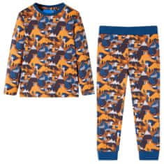 Greatstore Otroška pižama z dolgimi rokavi konjak 104