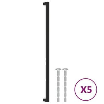 Vidaxl Ročaji za omarico 5 kosov črni 480 mm nerjaveče jeklo