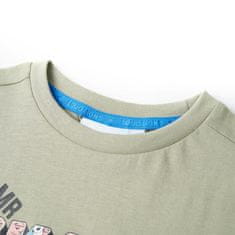Vidaxl Otroška majica s kratkimi rokavi svetlo kaki 104