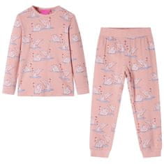 Greatstore Otroška pižama z dolgimi rokavi svetlo roza 116