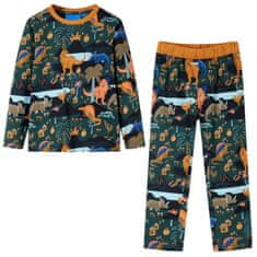 Greatstore Otroška pižama z dolgimi rokavi temno zelena 140