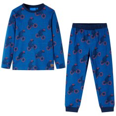Greatstore Otroška pižama z dolgimi rokavi bencinsko modra 104