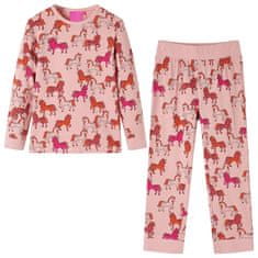 Greatstore Otroška pižama z dolgimi rokavi svetlo roza 140