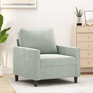 Vidaxl vidaXL Fotelj, svetlo siv, 60 cm, oblazinjen z žametom