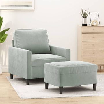 Vidaxl vidaXL Fotelj z podnožjem svetlo siv 60 cm oblazinjen z žametom