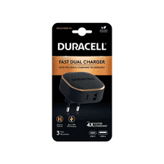 Duracell USB-C in USB-A polnilnik, 30 W, črn