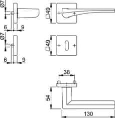 Hoppe Canberra M1638/843KV/843KVS F96-1 R OB garnitura z rozeto, medenina, črna