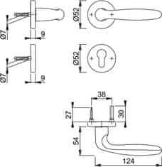 Hoppe Verona 1510/42KB/42KBS F9714M PZ garnitura z rozeto, aluminij, črna