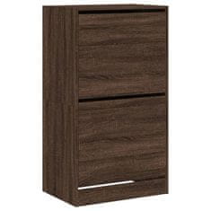 Vidaxl Omarica za čevlje z 2 predaloma rjavi hrast 60x42x108 cm
