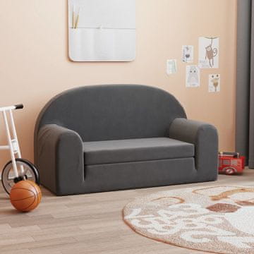 Vidaxl vidaXL Otroški kavč z ležiščem za 2 osebi, antracit, mehak pliš