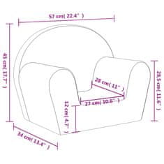 Vidaxl Otroški kavč antracit mehak pliš