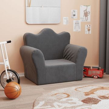 Vidaxl vidaXL Otroški kavč, antracit, mehak pliš
