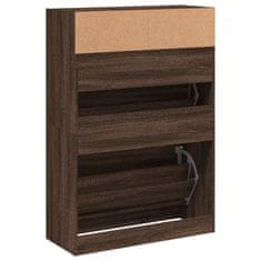 Vidaxl Omarica za čevlje z 2 predaloma rjavi hrast 80x34x116 cm