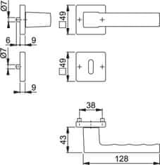 Hoppe Toulon rozeta 1737/843KV/843KVS F9 OB, aluminij