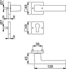 Hoppe Toulon rozeta 1737/843KV/843KVS F9 PZ, aluminij