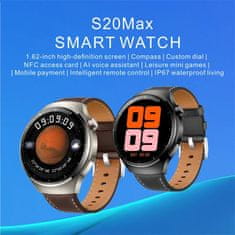 Smart Plus Pametna ura S20 Max 1,62 palca - Bluetooth klici, kompas, NFC, AI glasovne funkcije, brezžično polnjenje, šport in spremljanje telesne pripravljenosti za moške