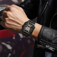 POEDAGAR POEDAGAR 922 Moški Chronograph kvadratni Watch: Združitev elegance in natančnosti pri merjenju časa Leather Black