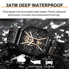 POEDAGAR POEDAGAR 922 Moški Chronograph kvadratni Watch: Združitev elegance in natančnosti pri merjenju časa Leather Black