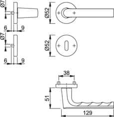 Hoppe Hamburg 1700/42KV/42KVS F1 OB, garnitura z rozeto, aluminij