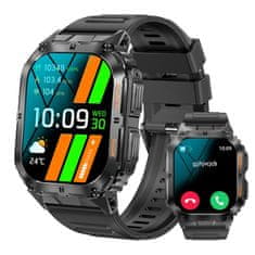 Smart Plus K61 PRO 1,96-palčni zaslon AMOLED Smart Watch - Bluetooth predvajanje glasbe, kompas, šport na prostem, funkcija govorjenja - 380 mAh velika baterija Black
