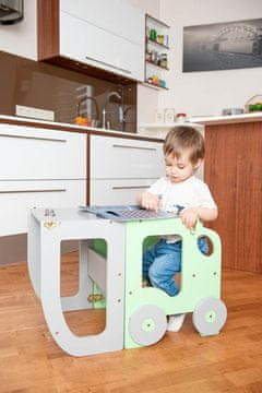 Furnitura 2v1 MONTESSORI STOLČEK POMAGALČEK-MOTIV AVTO (VEČ BARV)