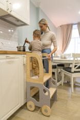 Furnitura 2v1 MONTESSORI STOLČEK POMAGALČEK-MOTIV AVTO (VEČ BARV)-Siva