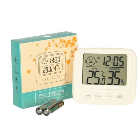 WOWO Termometer s higrometrom in uro - sobni LCD merilnik vlažnosti