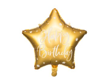 WOWO Balon Happy Birthday - Balon iz zlate folije Happy Birthday Star, 40 cm