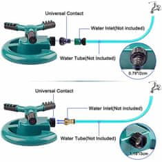 Netscroll Vrtni zalivalnik – rotacijski škropilnik s tremi vilicami in 360-stopinjskim vrtenjem, WaterSprinkler