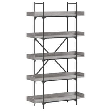 Vidaxl Knjižna omara 5-nadstropna siva sonoma 100x33x180,5 cm inž. les