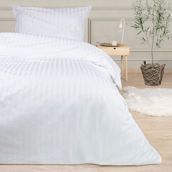 shumee Hotelska prevleka za odejo s preklopom STRIPES, 2 cm bela/160x200