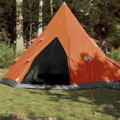 Vidaxl Šotor za kampiranje tipi za 4 osebe siv in oranžen vodoodporen