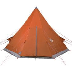 Vidaxl Šotor za kampiranje tipi za 4 osebe siv in oranžen vodoodporen