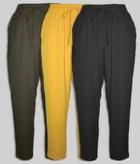 PANTONECLO Ženske hlače iz poliestra (Rumena + črna + olivno zelena) - Paket 3 kosov, 12