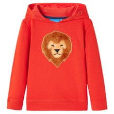Greatstore Otroški pulover s kapuco rdeč 140