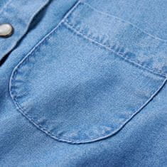 Vidaxl Otroška obleka z dolgimi rokavi mornarsko in denim modra 128