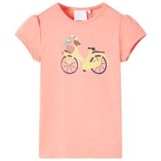 Vidaxl Otroška majica s kratkimi rokavi neon koralna 140