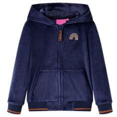 Vidaxl Otroška jakna s kapuco mornarsko modra 140