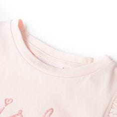 Greatstore Otroška majica s kratkimi rokavi z volančki nežno roza 140