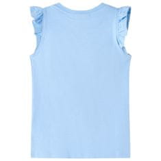 Vidaxl Otroška majica s kratkimi rokavi z volančki svetlo modra 116