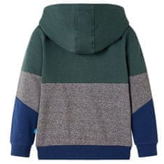 Vidaxl Otroški pulover s kapuco in zadrgo temno zelen 128