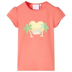 Greatstore Otroška majica s kratkimi rokavi koralna 128