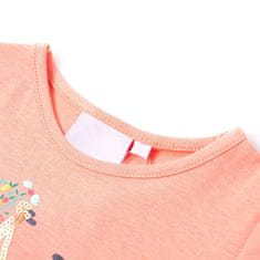 Vidaxl Otroška majica s kratkimi rokavi neon koralna 128