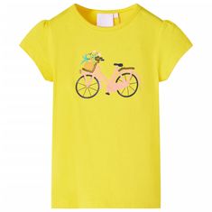 Greatstore Otroška majica s kratkimi rokavi s kolesom rumena 92